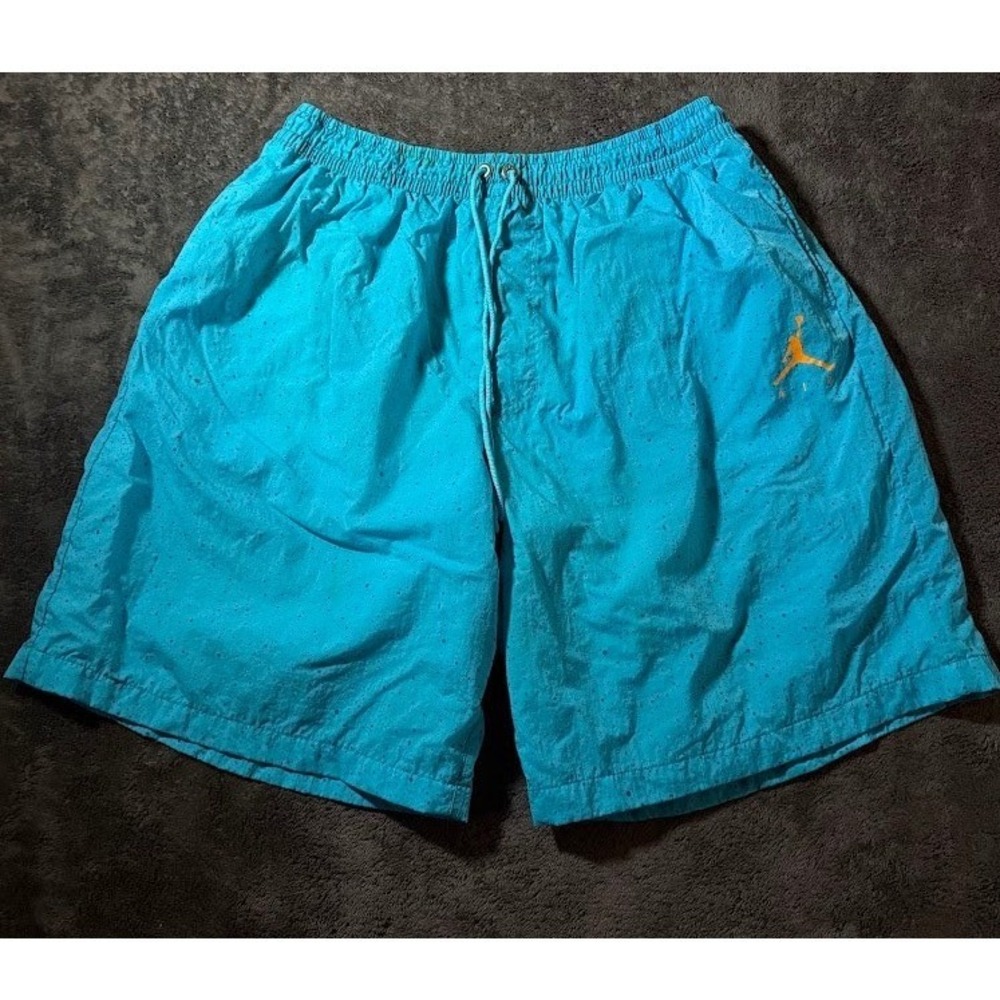 Jordan Mens Turquoise Blue Speckled Mesh Lined Nylon Athletic Shorts XL 32X9.